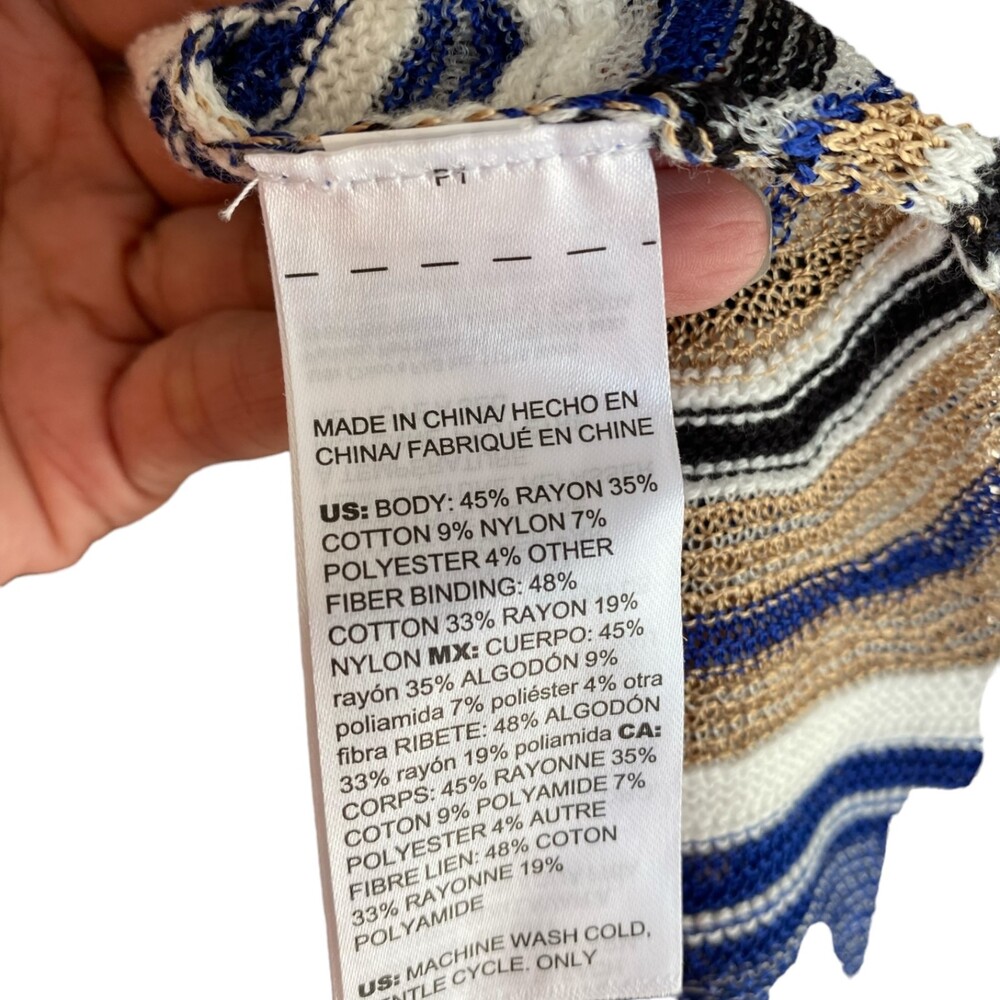 CHICO'S Travelers Zig Zag Stitch Cardigan Sweater Jacket Seafaring Blue Small - Picture 10 of 10